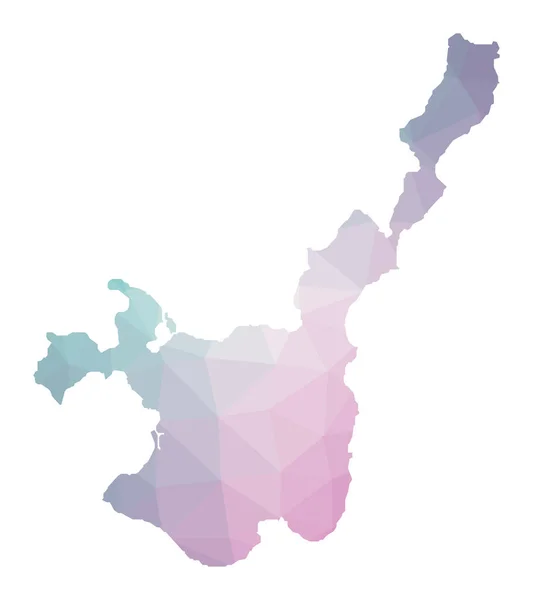 Mapa poligonal de Ishigaki Ilustración geométrica de la isla en colores amatista esmeralda Ishigaki — Vector de stock
