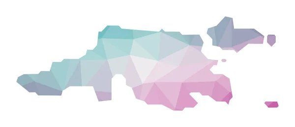 Mapa poligonal de Jost Van Dyke Ilustración geométrica de la isla en colores amatista esmeralda — Vector de stock