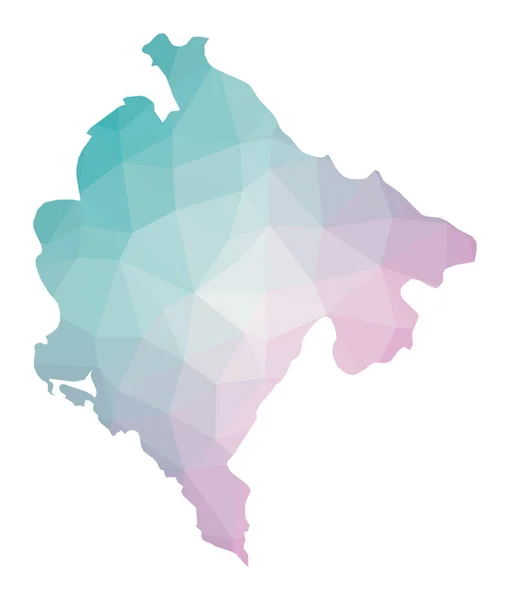 Mapa poligonal de Montenegro Ilustración geométrica del país en colores amatista esmeralda — Vector de stock