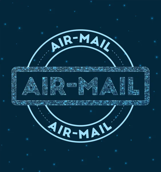 Airmail Insígnia redonda brilhante Estilo de rede geométrica Carimbo de correio aéreo no espaço Ilustração vetorial —  Vetores de Stock