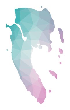 Zümrüt ametist renkleriyle adanın Ko Lanta Geometrik çiziminin çokgen haritası