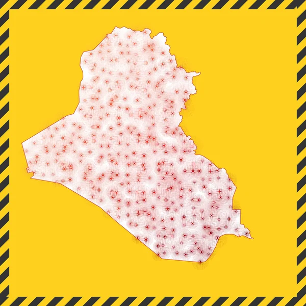 Республіка Ірак закрив небезпеку від вірусу, внаслідок чого чорні смугасті кордони навколо карти — стоковий вектор
