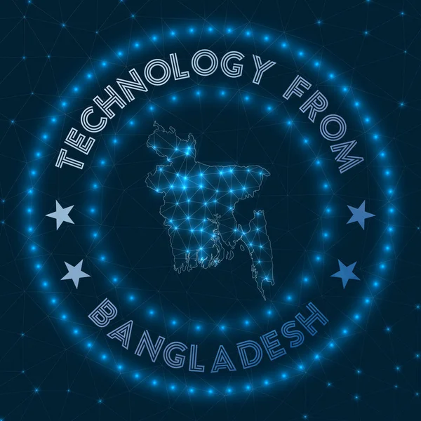 Технология из Бангладеш Футуристический геометрический знак страны Технологическая концепция Раунд — стоковый вектор