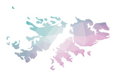Falklands Geometric çiziminin zümrüt ametist renkleriyle çokgen haritası