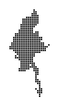 Myanmar Haritası Myanmar 'ın noktalı stil haritası Ülke sınırları dikdörtgenlerinizle dolu