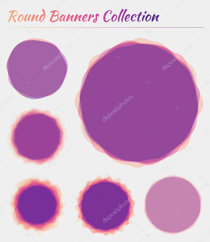 Round banners set Circular backgrounds in sunset colors Appealing vector illustration