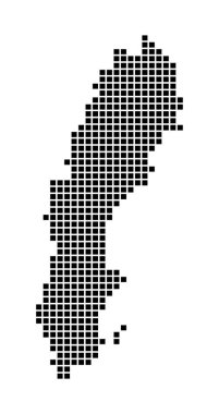 İsveç harita haritası noktalı stil Ülke sınırları sizin için dikdörtgenlerle dolu