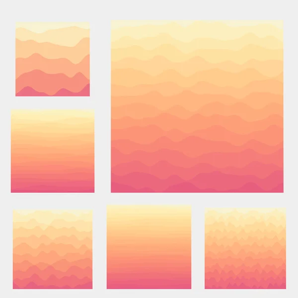 Abstract golven achtergrond collectie Curves in roze gele kleuren Trendy vector illustratie — Stockvector