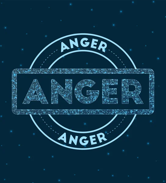 ( 영어 ) anger Glowing round badge Network style geometry anger stamp in space Vector illustration — 스톡 벡터