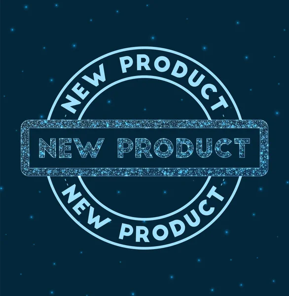 Nowy produkt Świecący okrągły znaczek Geometryczny znaczek nowego produktu w przestrzeni Vector — Wektor stockowy