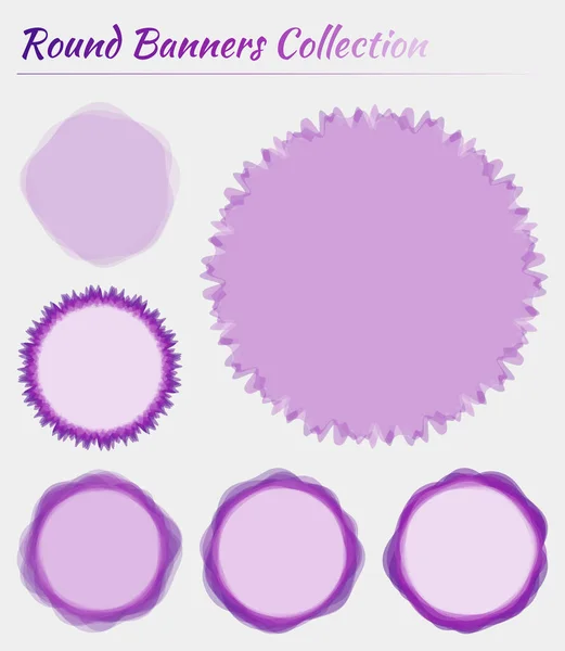 Цветной круглый баннер Циркулярные фоны в фиолетовых цветах Стильная векторная иллюстрация — стоковый вектор