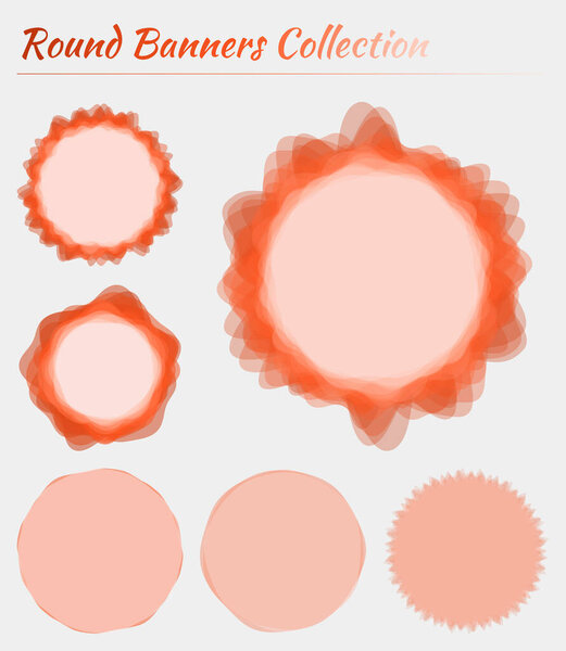 Collection of round shapes Circular backgrounds in deep orange colors Captivating vector