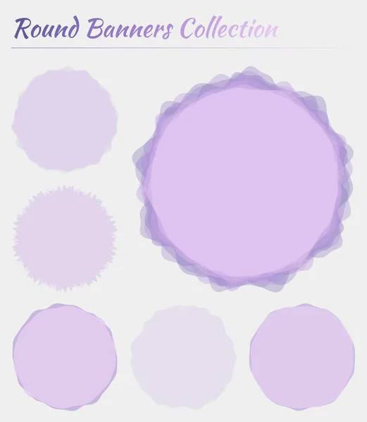 Абстрактные круглые этикетки Циркулярные фоны в фиолетовых цветах — стоковый вектор