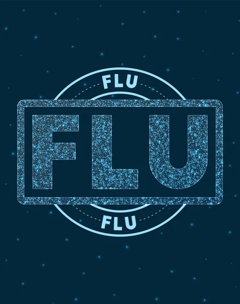 Grippe Glühendes rundes Abzeichen Netzwerkstil geometrischer Grippestempel im Weltraum Vektor-Illustration — Stockvektor