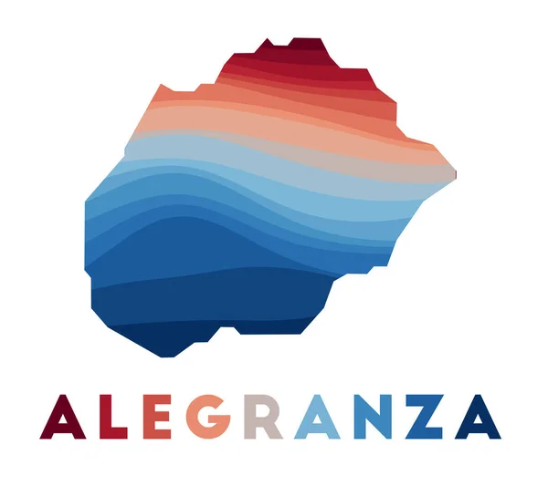 Карта острова с красивыми геометрическими волнами в красно-синих цветах Vivid Alegranza — стоковый вектор