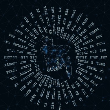 Bangladeş dijital haritası Parlayan ülke internet bağlantıları ve verileri etrafında yayılan ikili ışınlar