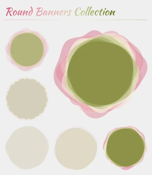 Круглые этикетки Круглый фон в зеленых розовых цветах Удивительная векторная иллюстрация — стоковый вектор