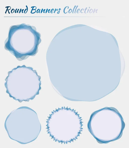 Collezione di distintivi rotondi Sfondi circolari in viola colori blu Impressionante illustrazione vettoriale — Vettoriale Stock