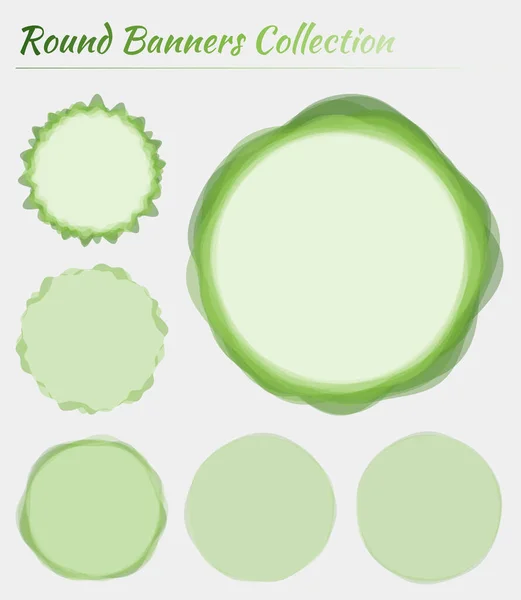 Collezione loghi rotondi Sfondi circolari in colori verde chiaro Illustrazione vettoriale moderna — Vettoriale Stock