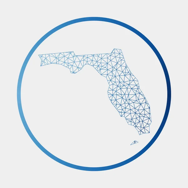 Ícone da Flórida Mapa de rede do estado dos EUA Round Florida assinar com anel de gradiente Tecnologia — Vetor de Stock