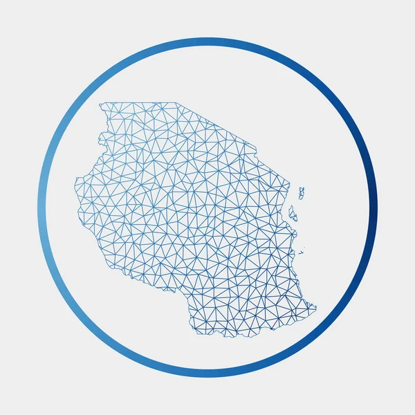 Tanzania icono Mapa de la red del país Ronda Tanzania signo con anillo de degradado Tecnología — Vector de stock