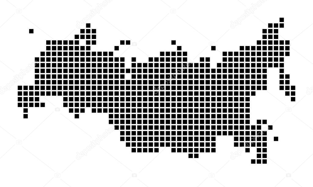 Russia map Map of Russia in dotted style Borders of the country filled with rectangles for your