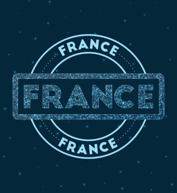 Fransa Parlayan Yuvarlak Rozet Ağ stili geometrik Fransa damgası uzay vektörü illüstrasyonunda