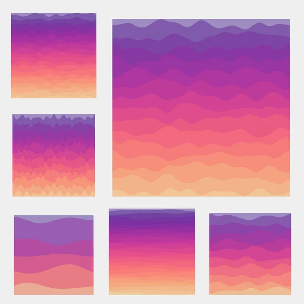 Абстрактные волны фоновые коллекции Кривые в цветах заката Привлекательная векторная иллюстрация — стоковый вектор