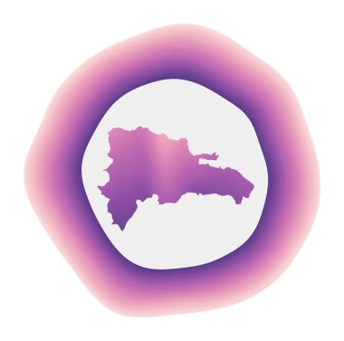 Dominicana simgesi ülkenin renkli gradyan logosu Mor Dominicana yuvarlak işaretli harita