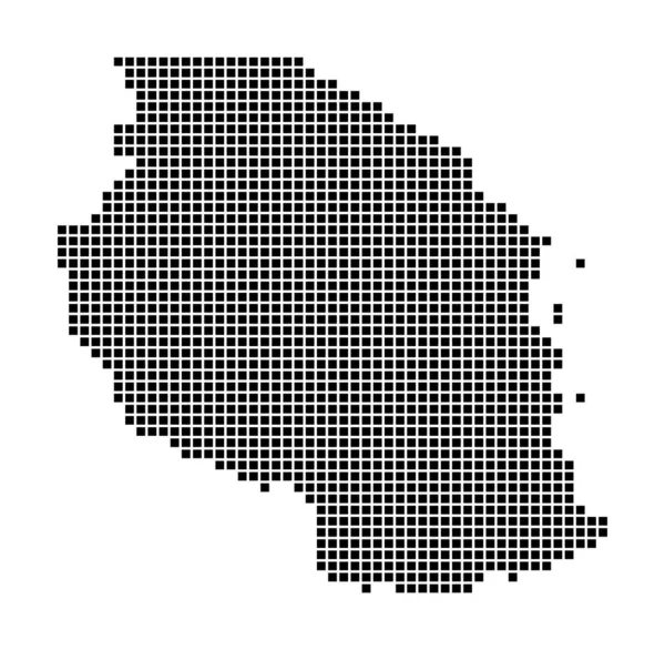 Carte de la Tanzanie Carte de la Tanzanie en pointillés Frontières du pays remplies de rectangles pour — Image vectorielle