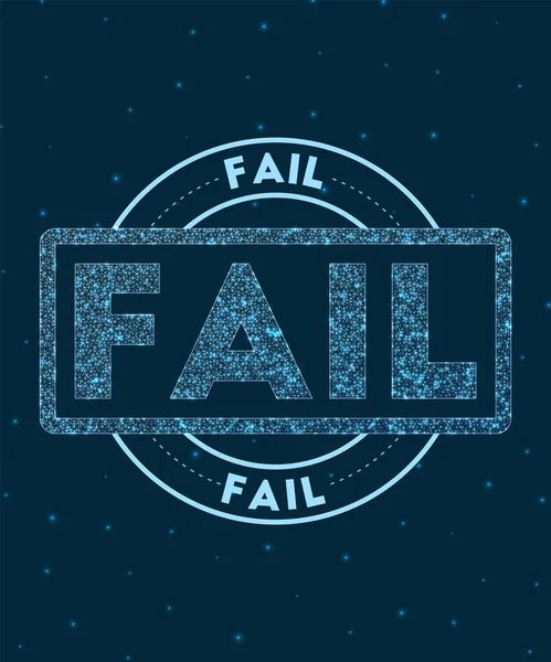 Fail Glowing placa redonda Estilo de red geométrico Fail stamp in space Vector illustration — Archivo Imágenes Vectoriales