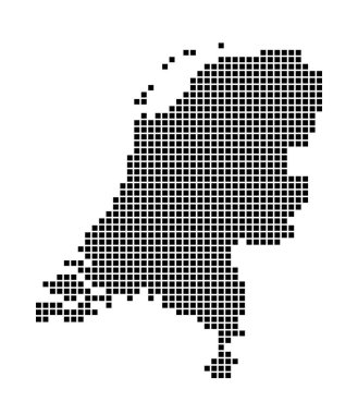 Hollanda haritası Hollanda 'nın noktalı stil haritası Dikdörtgenlerle dolu ülke sınırları