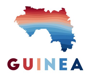 Kırmızı mavi renkli güzel geometrik dalgalarla dolu Gine Haritası