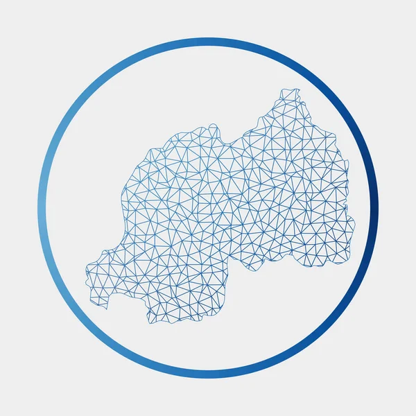 Rwanda icon Network map of the country Round Rwana sign with graditional ring Technology Internet — 스톡 벡터