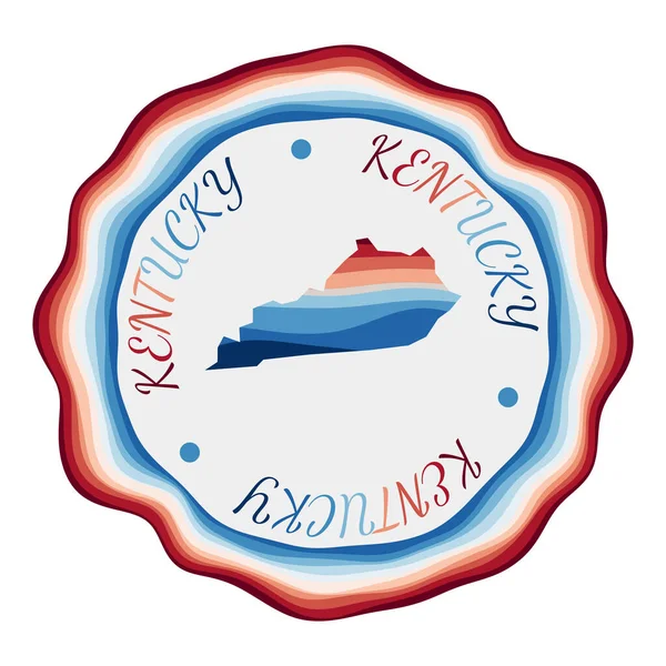 Kentucky badge Kaart van de VS staat met prachtige geometrische golven en levendige rode blauwe frame Levendig — Stockvector