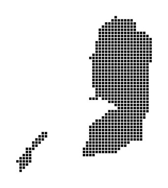 Filistin haritası nokta biçiminde ülkenin kenarları dikdörtgenlerle dolu.