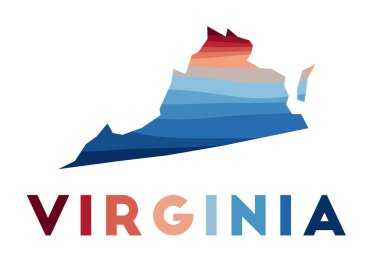 Virginia Haritası Amerika 'nın güzel geometrik dalgalarının kırmızı mavi renkli Virginia haritası