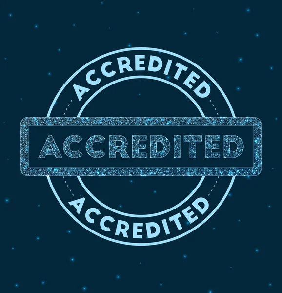 Аккредитованная марка в стиле Glowing round badge Сетевая геометрическая аккредитованная марка — стоковый вектор