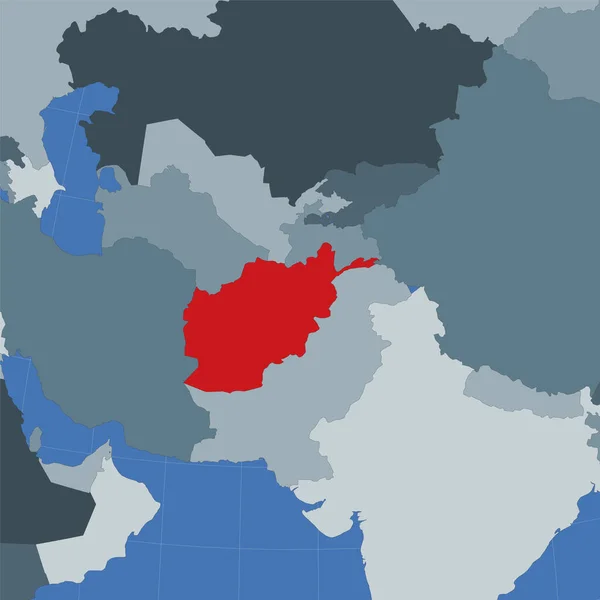 Forma del Afganistán en el contexto de los países vecinos País destacado con el color rojo en — Vector de stock