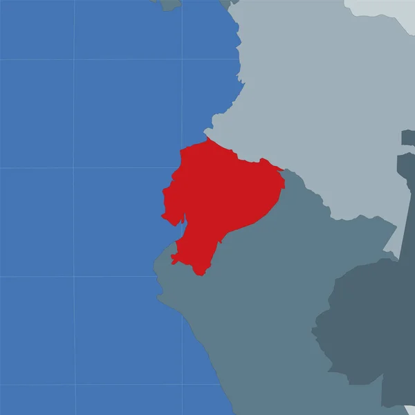 Forma do Equador no contexto dos países vizinhos País destacado com cor vermelha no mundo —  Vetores de Stock