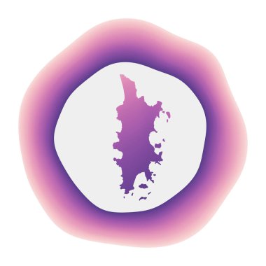 Adanın phuket simgesi rengarenk gradyan logosu Mor kırmızı Phuket yuvarlak işaretli