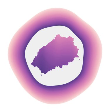Saint Helena simgesi. Adanın renkli logosu. Mor kırmızı Saint Helena yuvarlak işareti.
