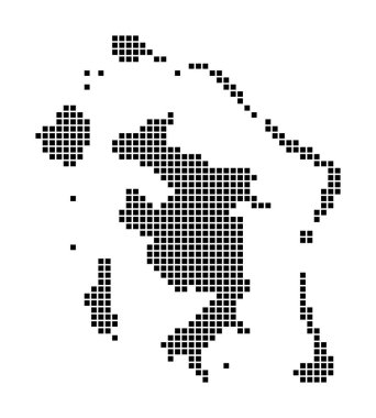 Bora Bora haritası Bora Bora 'nın noktalı stil haritası Adanın kenarları dikdörtgenlerle dolu