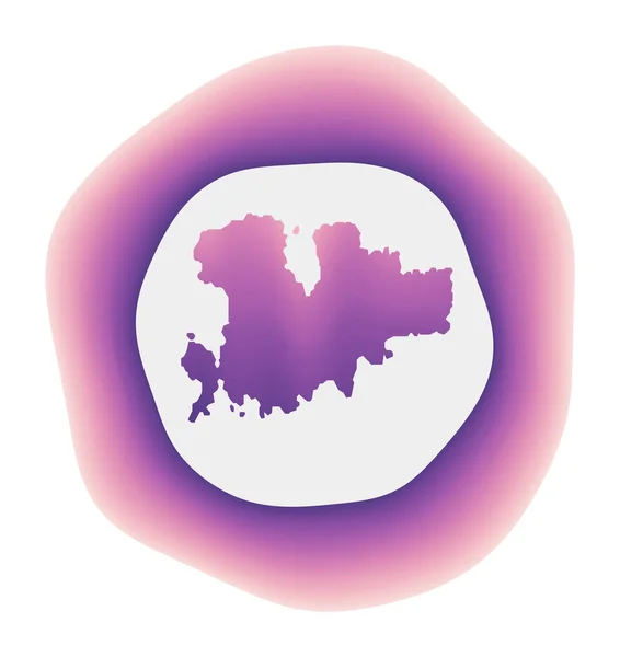 Mykonos icono Colorido logo degradado de la isla Rojo púrpura Mykonos signo redondeado con mapa para — Vector de stock