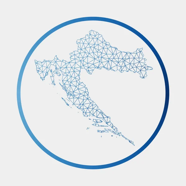Croacia icono Mapa de la red del país Ronda Croacia signo con anillo de gradiente Tecnología — Vector de stock