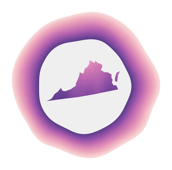 Virginia ikon Färgglada lutning logotyp för oss staten Purple röd Virginia rundad skylt med karta för — Stock vektor