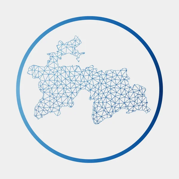 Ícone do Tajiquistão Mapa de rede do país Sinal de Tajiquistão Redondo com anel de gradiente Tecnologia —  Vetores de Stock