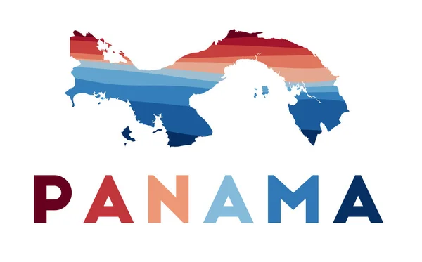 Mapa de Panamá Mapa del país con hermosas olas geométricas en colores azules rojos — Vector de stock