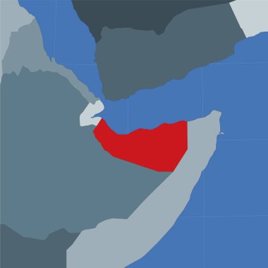 Komşu ülkeler bağlamında Somaliland 'ın şekli kırmızıya boyanmış