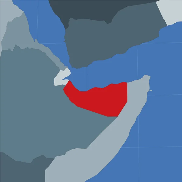 Komşu ülkeler bağlamında Somaliland 'ın şekli kırmızıya boyanmış — Stok Vektör
